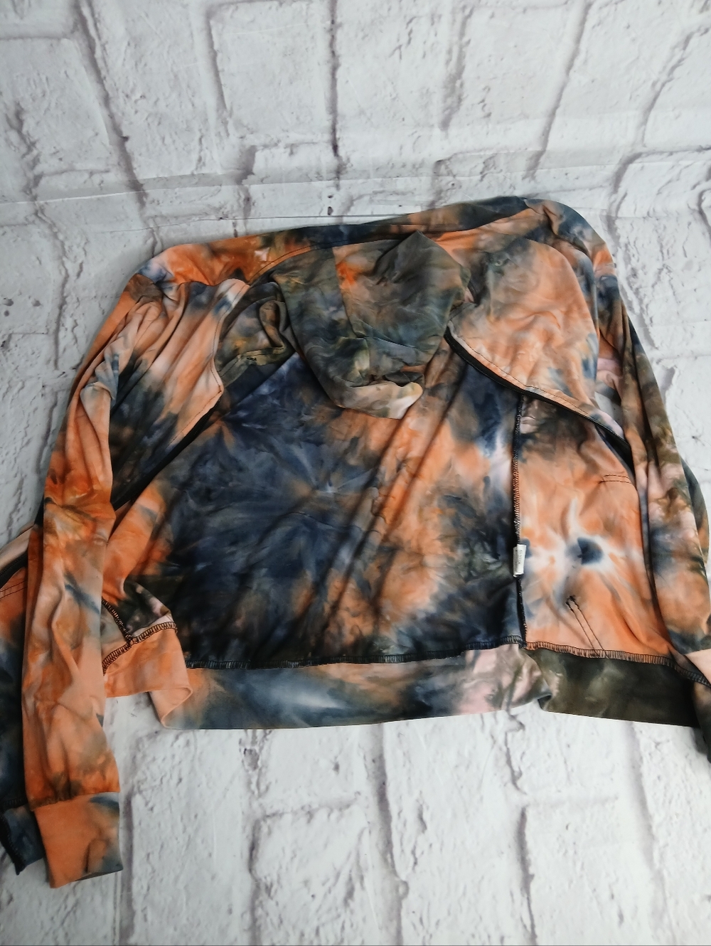 Tie-Dye Orange and Blue Women's Tank Top - Picture 4 of 5